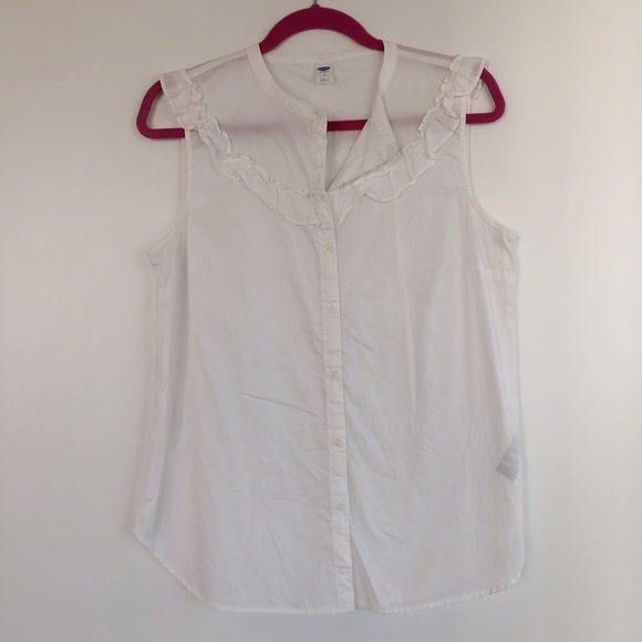 Old Navy Tops - Old Navy White Button Up Sleeveless Top, Sz. M